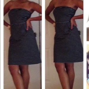 Black and white strapless dress